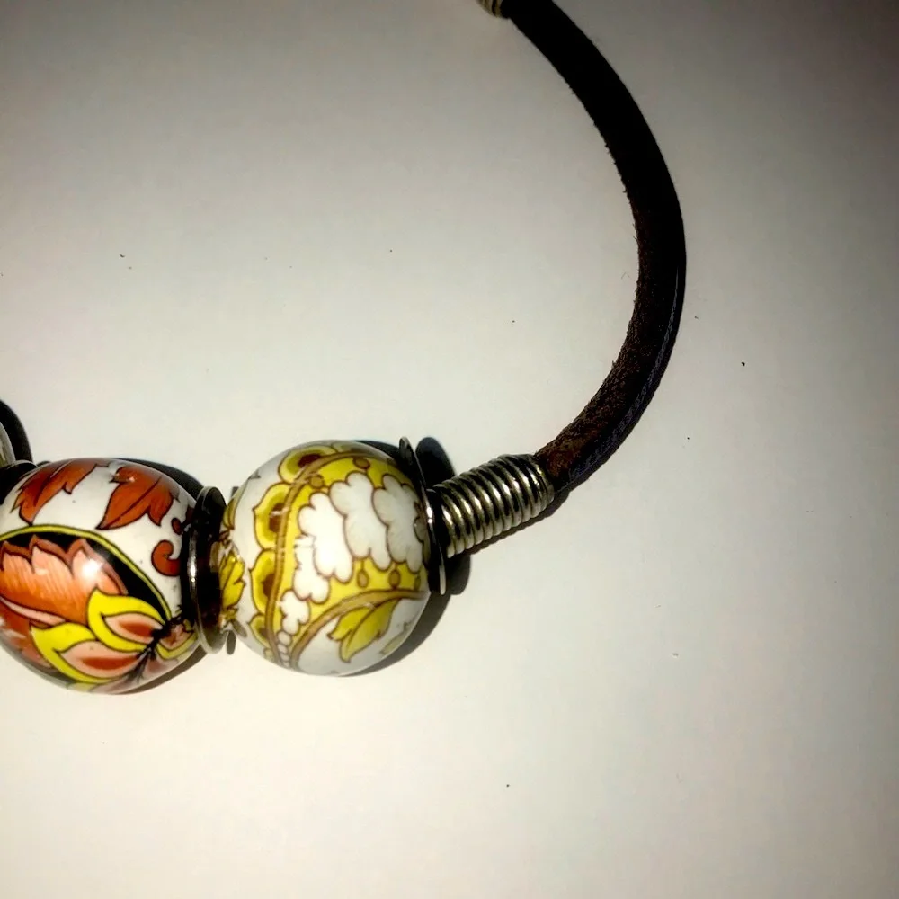 Choker large Venetian hand made beads vintage seventies colors cool on your neck